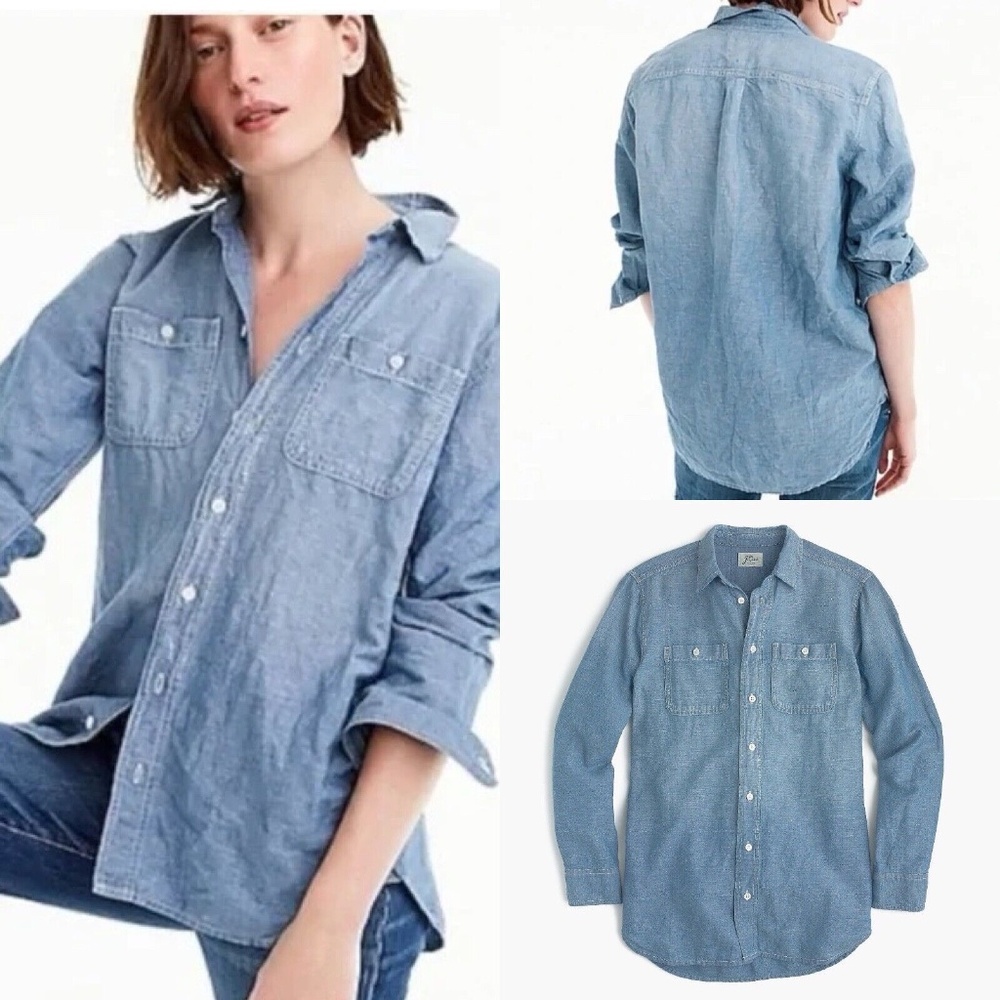 J. Crew Relaxed Chambray Boy Shirt - size XS